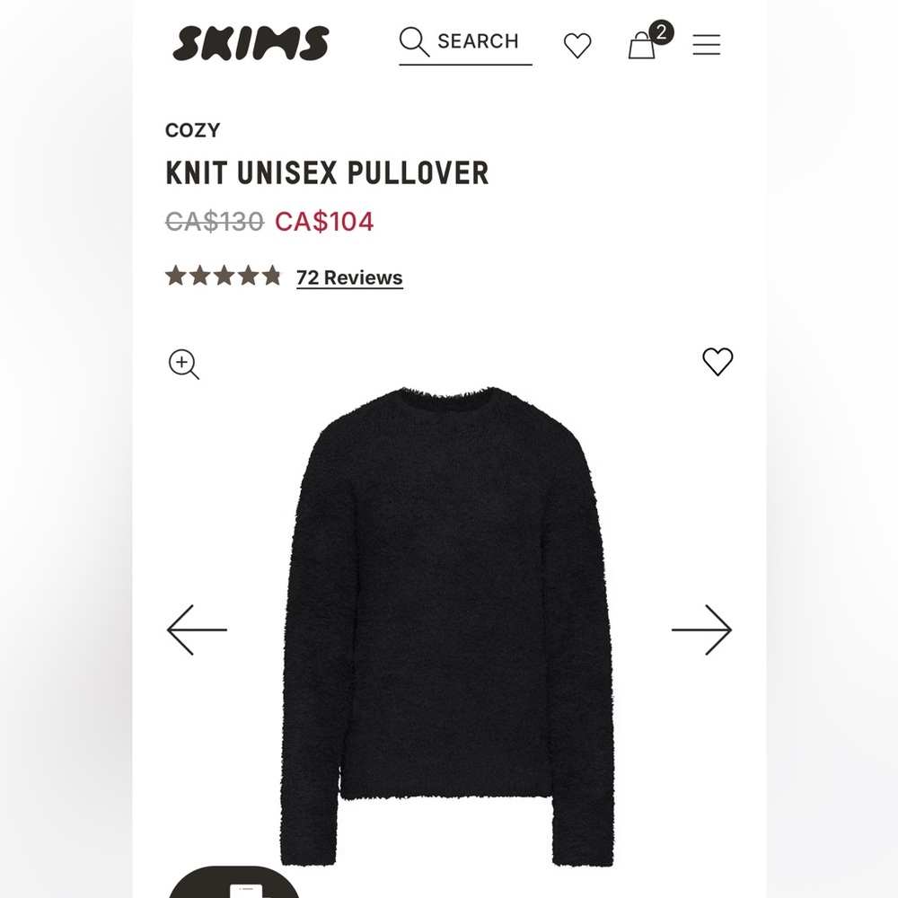SKIMS Cozy Black Knit Pullover